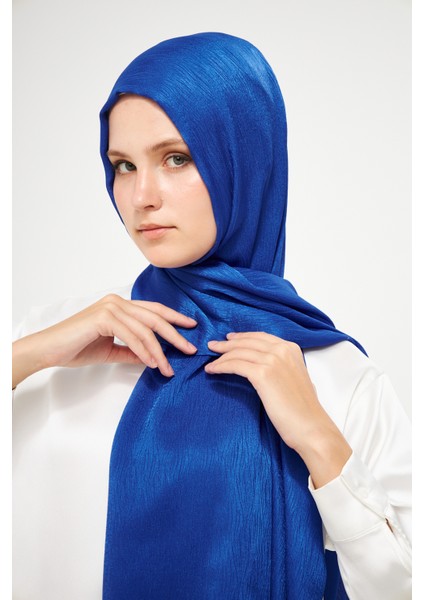 Sakafashion Jakarlı Ağaç Kabuğu Desenli Şal - Koyu Mavi