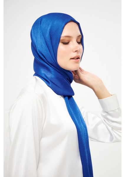 Sakafashion Jakarlı Ağaç Kabuğu Desenli Şal - Koyu Mavi