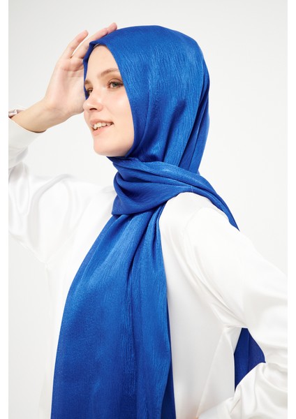 Sakafashion Jakarlı Ağaç Kabuğu Desenli Şal - Koyu Mavi