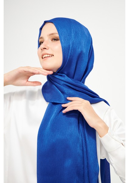 Sakafashion Jakarlı Ağaç Kabuğu Desenli Şal - Koyu Mavi
