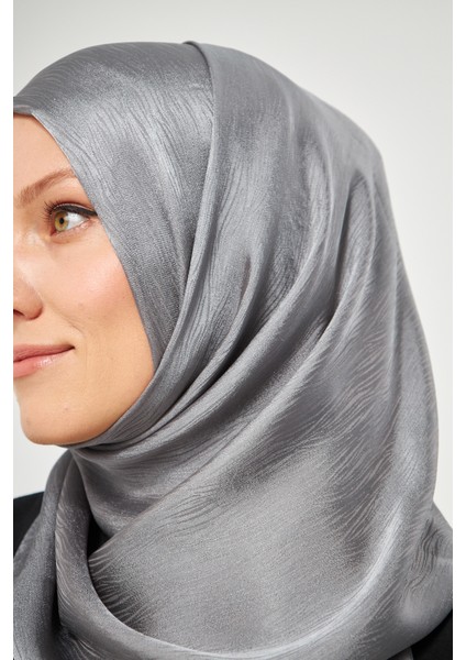 Sakafashion Jakarlı Ağaç Kabuğu Desenli Şal - Koyu Metalik Gri