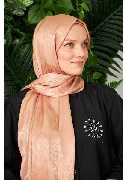 Sakafashion Jakarlı Ağaç Kabuğu Desenli Şal - Cappuccino