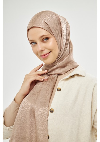 Sakafashion Jakarlı Zebra Desenli Şal - Sütlü Kahve