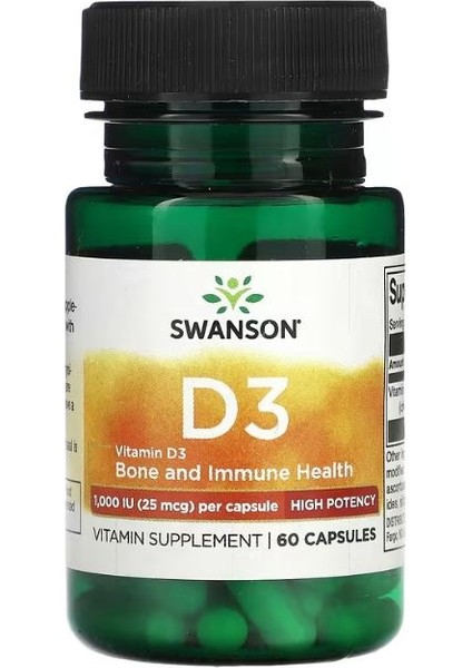 Vitamin D3, 25 Mcg (1,000 Iu), 60 Capsules