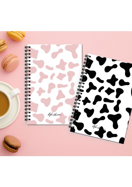 2'li Motted Series Siyah + Pembe 13 x 20 Spiralli Noktalı 56 Yaprak Defter Seti