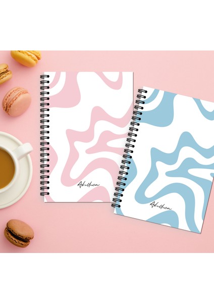 2'li Line Series Pembe + Mavi 13 x 20 Spiralli Çizgili 56 Yaprak Defter Seti