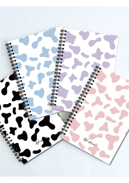 4'lü Mottled Series 13 x 20 Spiralli Noktalı 56 Yaprak Defter Seti