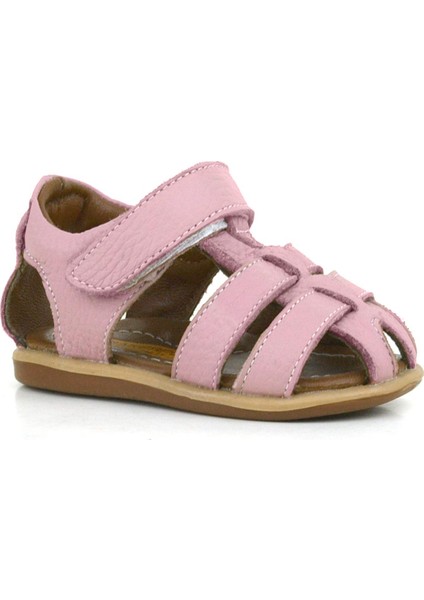 Hakiki Deri Pembe Yumuşak Bebek Sandalet Ayakkabı