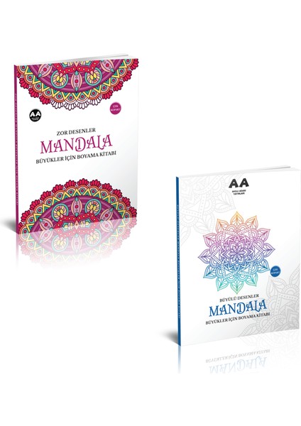 2'li Set Büyükler Için Zor Desenler + Büyülü Desenler Mandala Boyama Kitabı