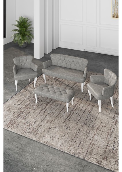 Gadagrup Kolu Çay Seti Koltuk Takımı, Salon Balkon Takımı(2+1+1+Puf Beyaz Ayak) fiyatları