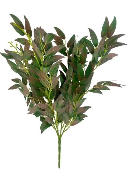 Yapay Çiçek Zeytin Yaprağı Demeti 4 Dallı 50CM Kahve Yeşil