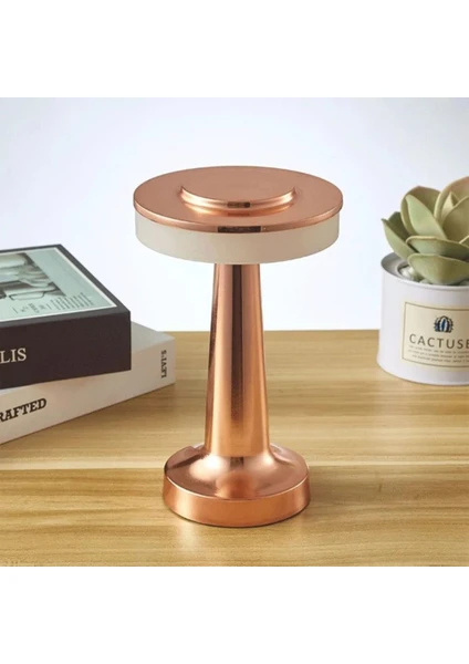 Minihome Dekoratif Dimmerli Şarjlı Retro Masa Lambası Rose Gold