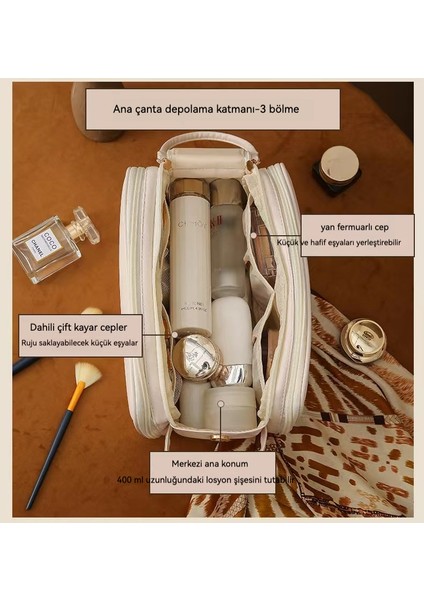 Yeni Stil Yunduo Çift Fermuarlı Kozmetik Çantası, Yüksek Parçaları, Geniş Özellikleri, Internet Ünlülerinin Seyahat Saklama Çantası, Basit El Çantası (Yurt Dışından)