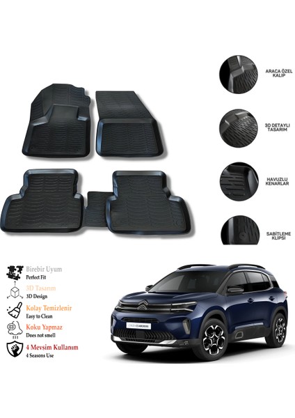 Citroen C5 Aırcross 2023 3D Havuzlu Paspas Otl
