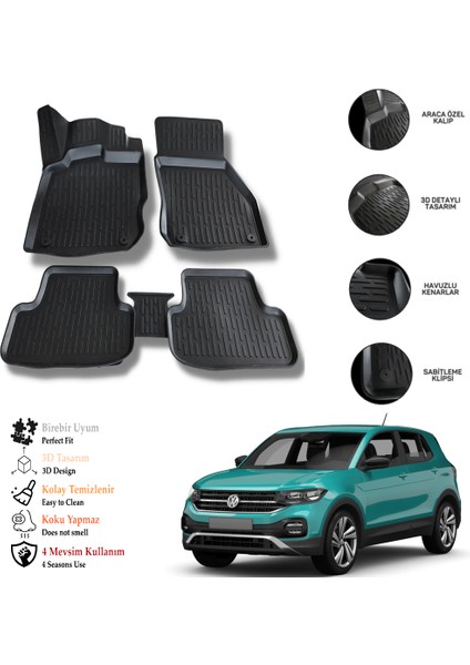 Vw T-Cross 2025 3D Havuzlu Paspas Otl