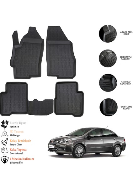 Fiat Linea 2012 3D Havuzlu Paspas Otl