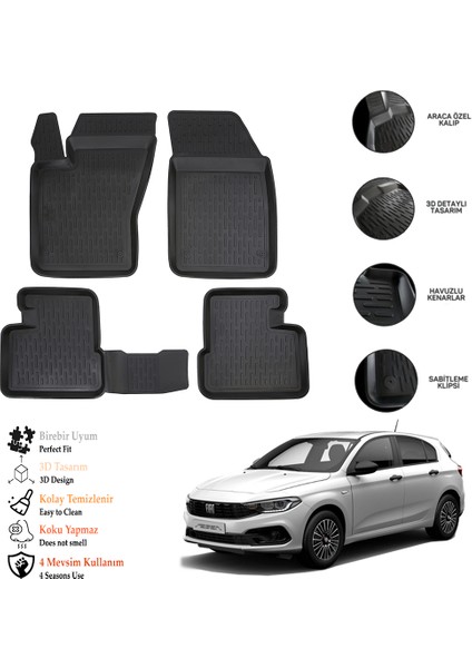 Fiat Egea Sedan 2025 3D Havuzlu Paspas Otl