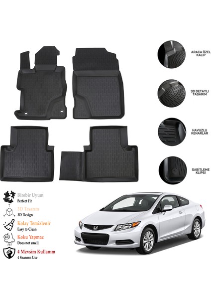 Honda Cıvıc (Fd6) 2010 3D Havuzlu Paspas Otl