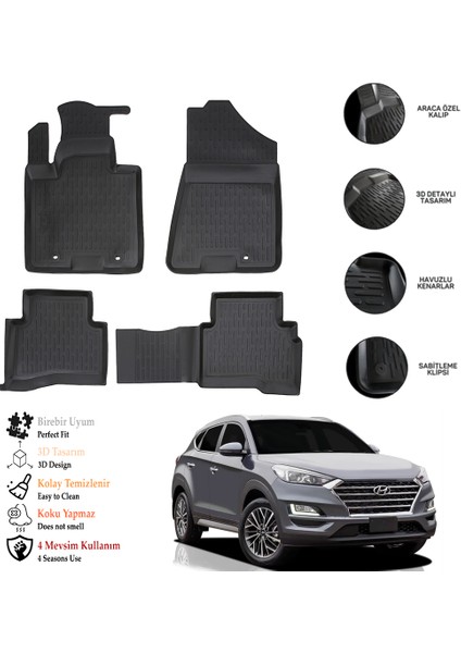 Hyundaı Tucson 2019 3D Havuzlu Paspas Otl