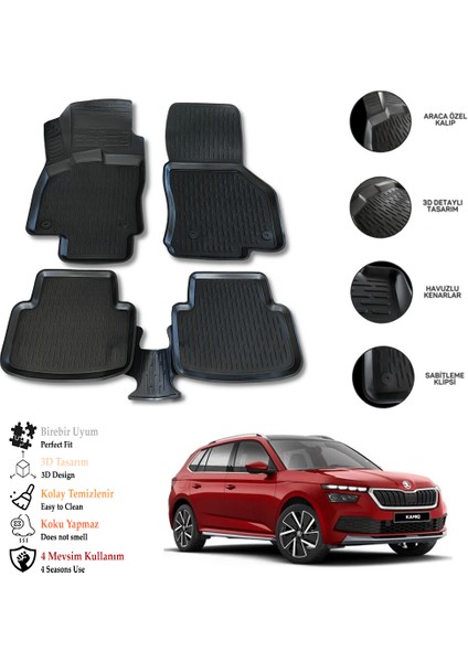 Skoda Kamiq 2023 3D Havuzlu Paspas Otl