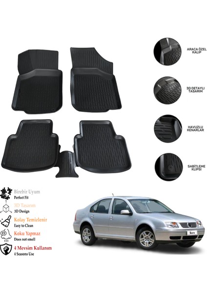 Vw Bora 1999 3D Havuzlu Paspas Otl