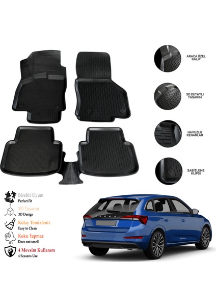 Skoda Scala 2020 3D Havuzlu Paspas Otl