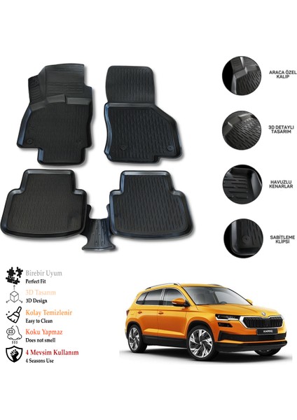 Skoda Karoq 2021 3D Havuzlu Paspas Otl