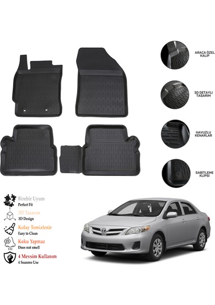 Toyota Corolla 2009 3D Havuzlu Paspas Otl