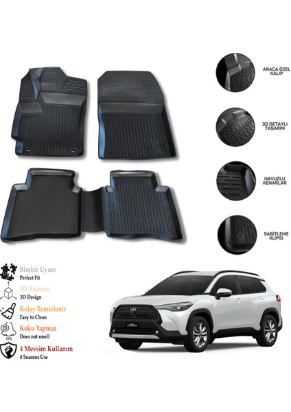 Toyota Corolla Cross 2022 3D Havuzlu Paspas Otl