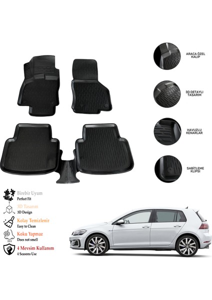 Vw Golf 7 2017 3D Havuzlu Paspas Otl