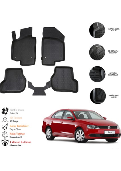 Vw Jetta 2009 3D Havuzlu Paspas Otl