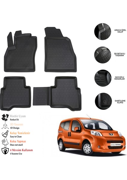 Peugeot Bipper 2009 3D Havuzlu Paspas Otl