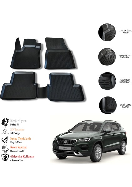 Seat Ateca 2017 3D Havuzlu Paspas Otl