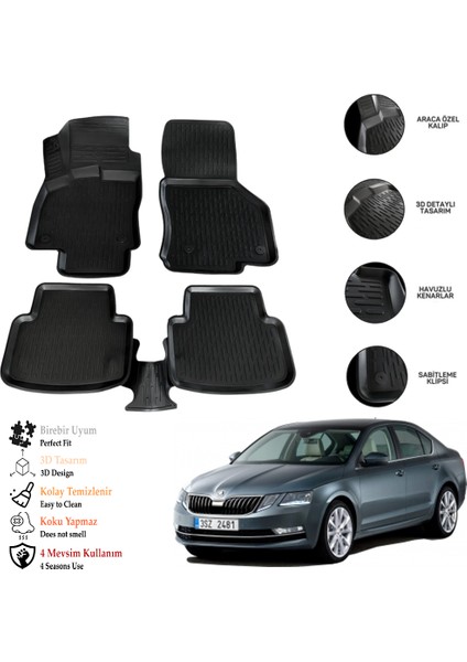Skoda Octavıa 2018 3D Havuzlu Paspas Otl