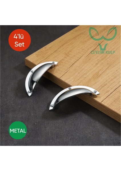 4'lü 32 mm Krom Istiridye Kulp Mobilya Dolap Çekmece Kulpu