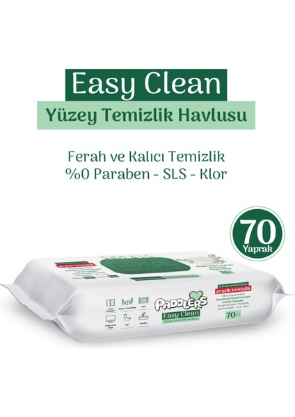 Easy Clean Beyaz Sabun Katkılı Yüzey Temizlik Havlusu 70 Yaprak