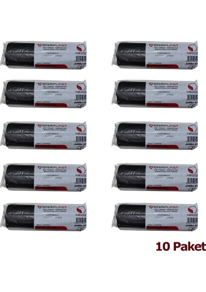Endüstriyel Jumbo Çöp Torbası Poşeti 2 Kat Siyah 500 gr 80 x 110 cm 10 x 10 Rulo