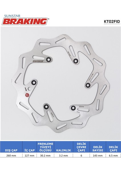 Dalgalı Ön Fren Diski / Ktm / Exc / Sıx Days / 250CC / Ön Sol / 1998-1999-2000-2001-2002-2003-