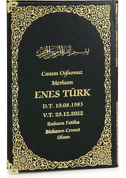 50 Adet Isim Baskılı Yaldızlı Deri Ciltli Yasin Kitabı Mevlüt Hediyesi 176 Sayfa Siyah