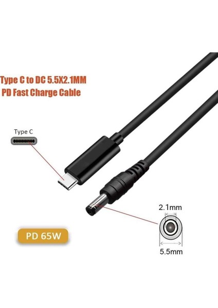 Type C To Dc 12V Pd 5.5*2.5mm Adaptör Çevirici Power Şarj Kablosu indirimleri