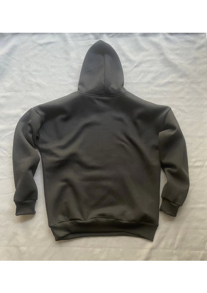 Youth Baskılı Siyah Erkek Kapüşonlu 3 Iplik Şardonlu Ribanalı Sweatshirt Hoodie