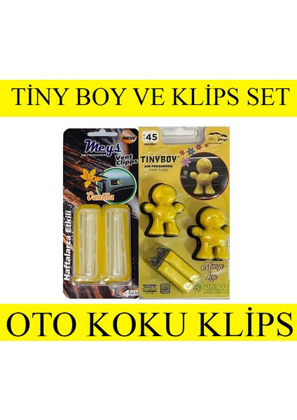 Tiny Boy ve Klips Ferahlatıcı Koku Set Sarı