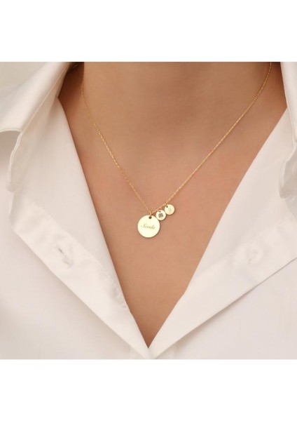 925 Ayar Gümüş Halka Plaka Kolye