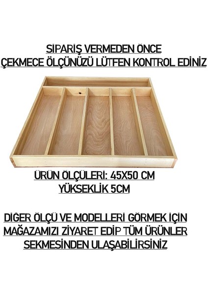 Kepçelik Çekmece Içi Doğal Ahşap 4 Bölmeli Kepçe,tahta Kaşık,maşa, Organizer 45X40 fiyatları