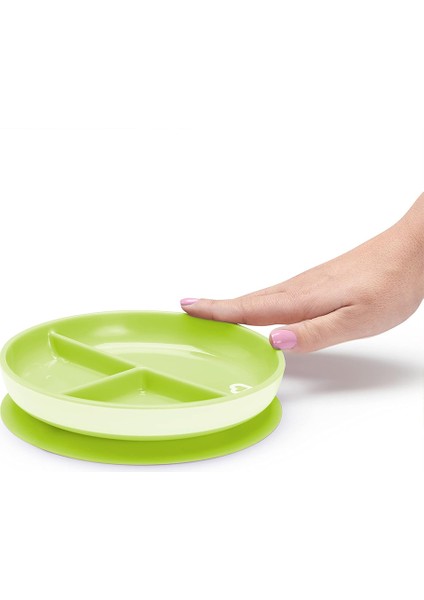 Sabit Vakumlu Beslenme Tabağı &tıklama Uçlu Pipetli Alıştırma Bardağı 6AY+ Yeşil&yeşil 2'li Paket
