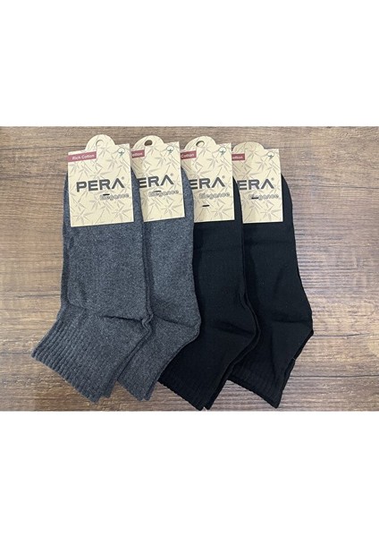 Unisex Kısa Konç Çorap 4 Çift Lacivert-Beyaz modelleri