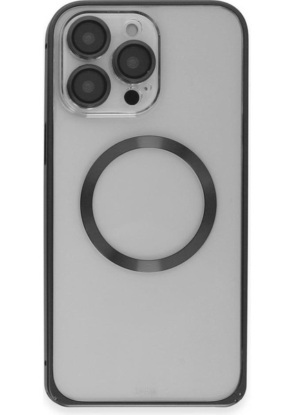 Apple iPhone 15 Pro Max Kılıf Kamera Lensli Metal Çerçeve Bumper Kilitli Kapak