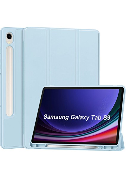 Samsung Galaxy Tab S9 Pu Derisi Pe Deri Için Üç Katlı Stand Kılıfı (Yurt Dışından)