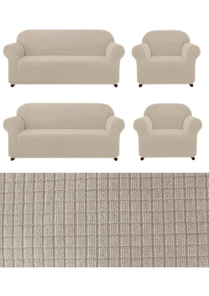 Likrali 3+3+1+1 Lastikli Koltuk Takımı Kılıfı. Çekyat Koltuk Örtüsü Streç Esnek Kanepe Kılıfı