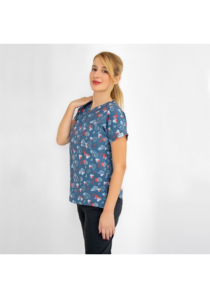 Lacivert Love Desenli Likralı Üst Forma modelleri